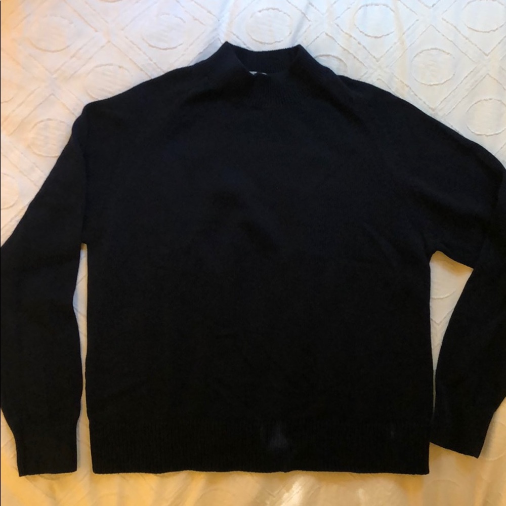 Everlane mock neck navy blue sweater